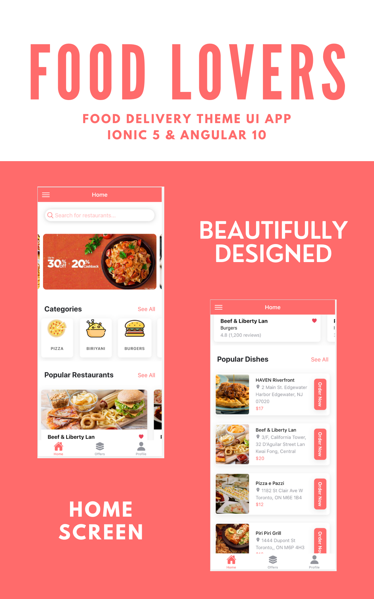 Multi Restaurant and Food Delivery App Template UI (Ionic 5, Angular 10)
